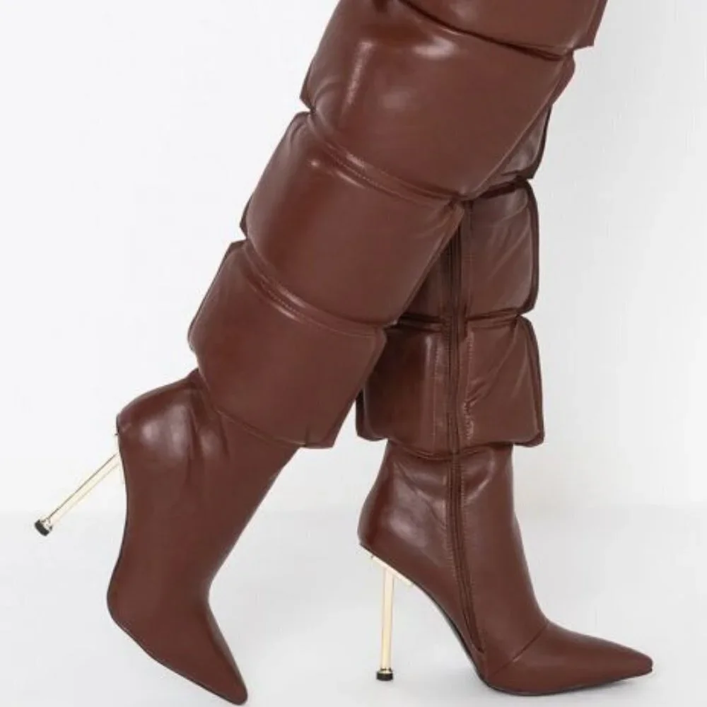 AZALEA WANG NOT YOUR AVERAGE STILETTO BOOT IN BROWN